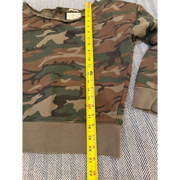 Camo Print RL Boyfriend Cotton Sweatshirt Ralph Lauren Button Back XS - Picture 5 of 7
